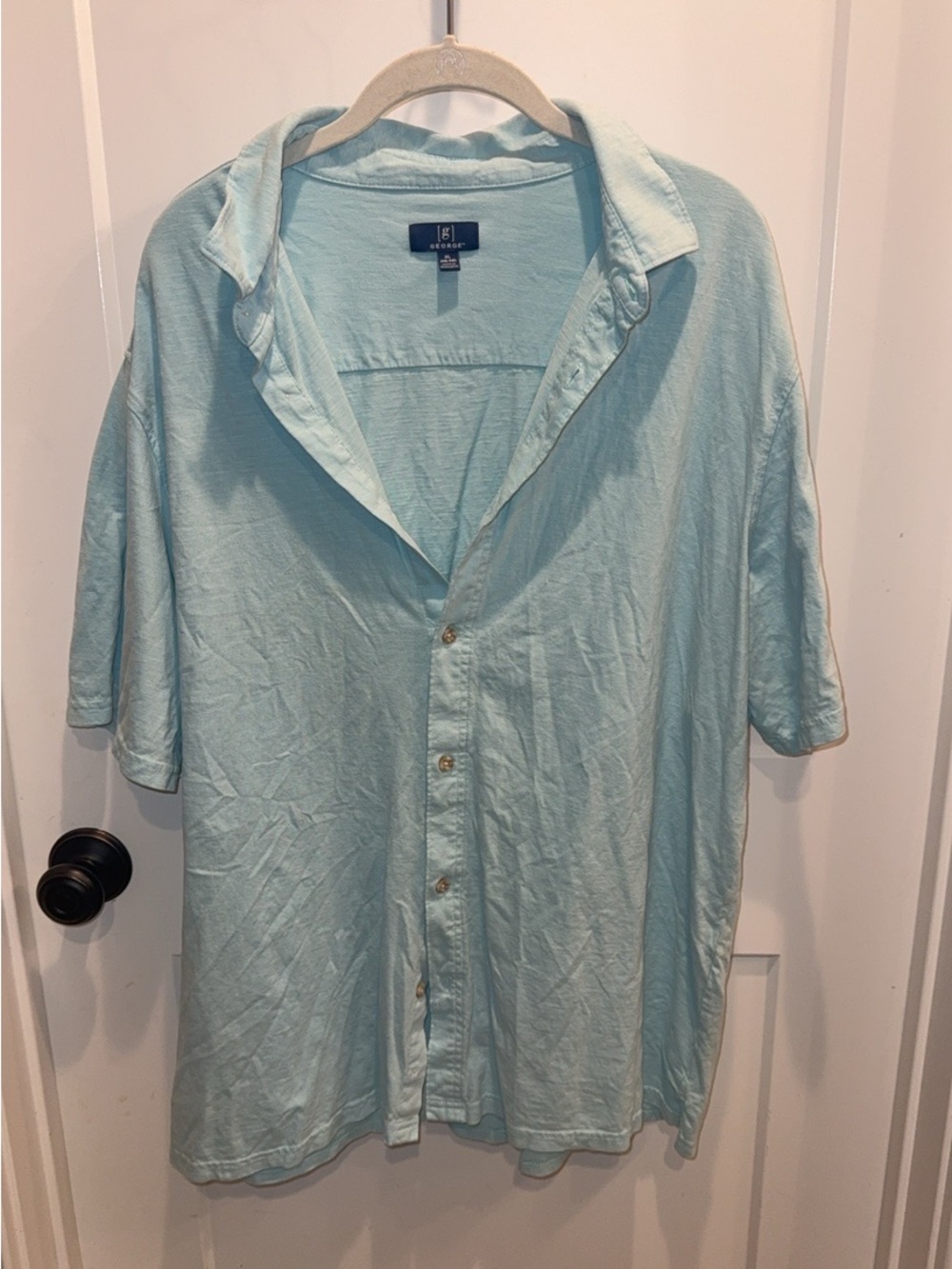 George Light Aqua Short Sleeve Button-Down Shirt